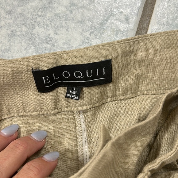 Beautiful tan Eloquii belted linen blend pants! - Picture 3 of 3